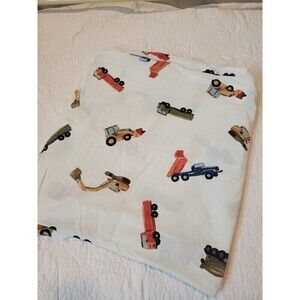 POTTERY BARN KIDS FULL SIZE FLAT SHEET CONSTRUCTION TRUCKS RETIRED PRINT